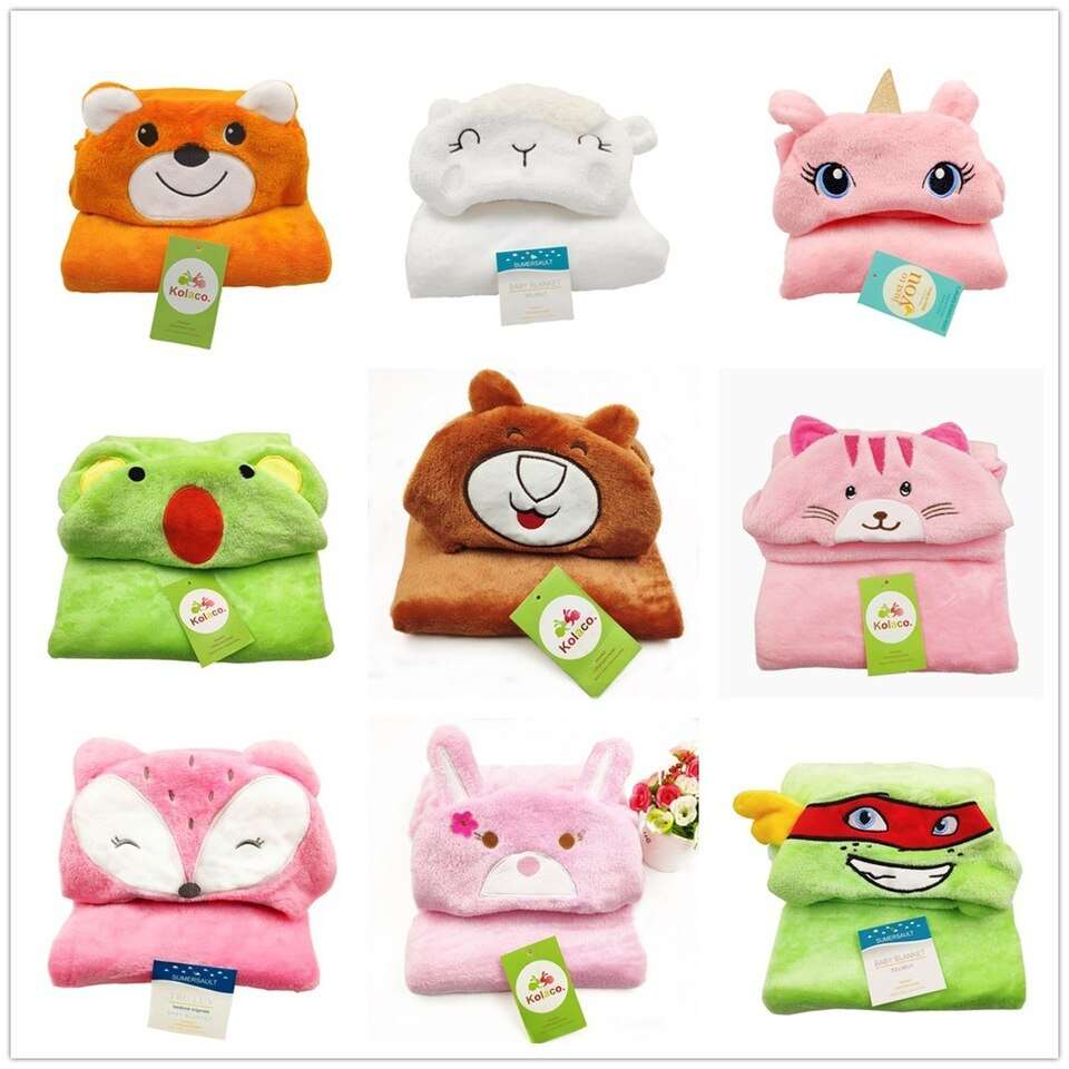 Baby Hug Blankets Newborn Swaddling Soft Fleece Swaddle Wrap Blanket Kids Cartoonthicken Cocoon Towel Bedding For 0-24 Months