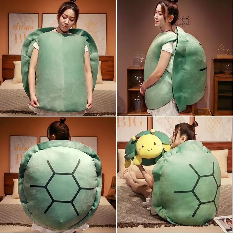 100CM Funny Big Turtle Shell Plush Toy Adult Can Wear Sleeping Bag Stuffed Soft Pillow for kids